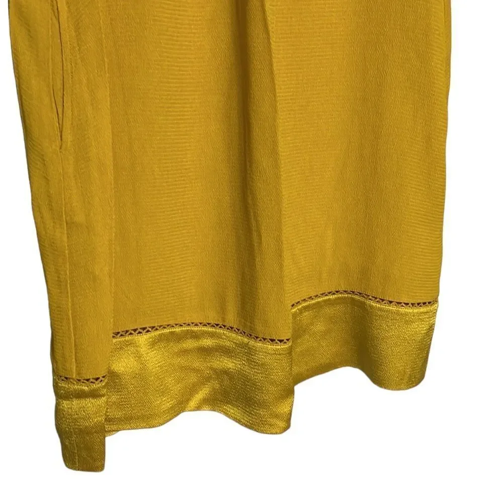 Maeve Mini Dress Women's XS Yellow Gold Pleated Verdet Swing Anthropologie - Picture 4 of 10
